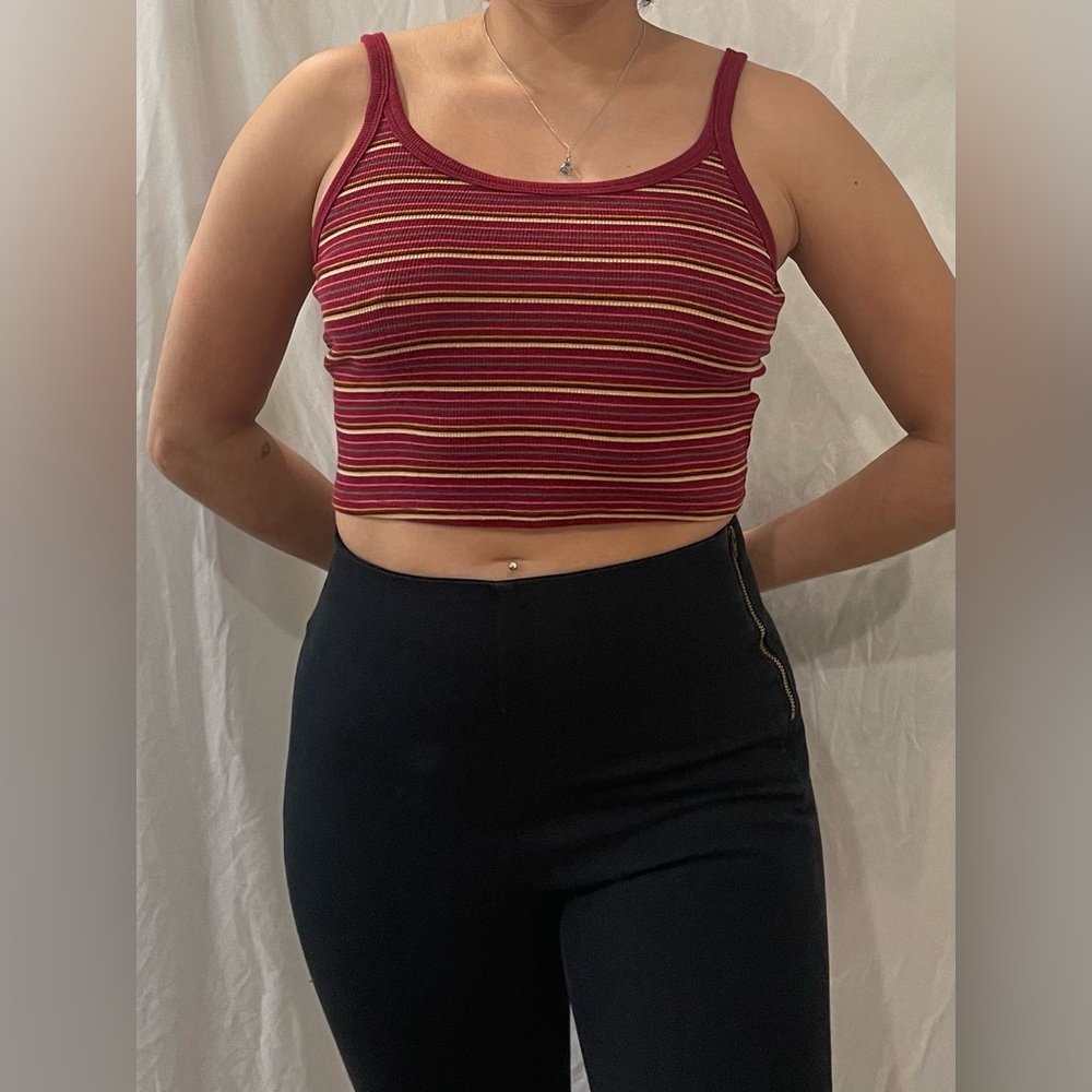 Vintage 90s Cropped Stripped Tank / SZ M